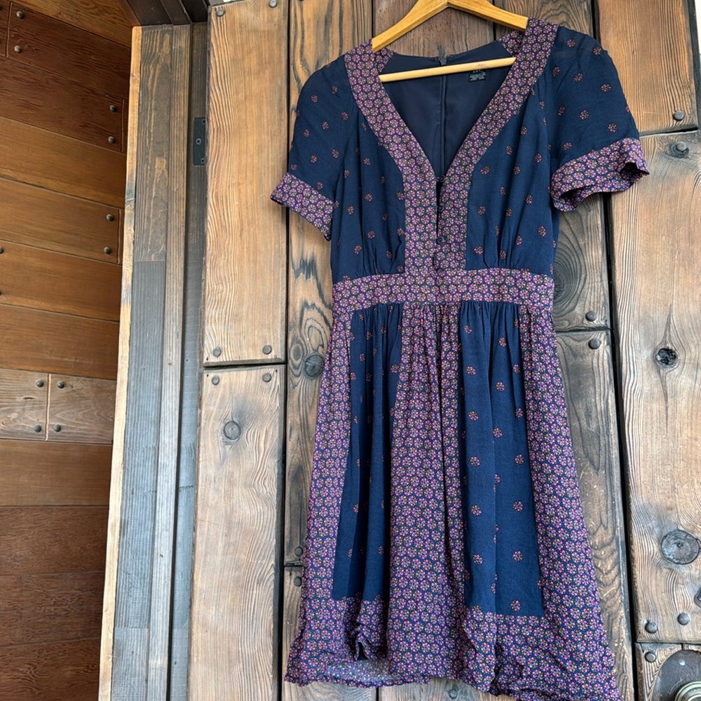French Connection Blue Floral Dress 4